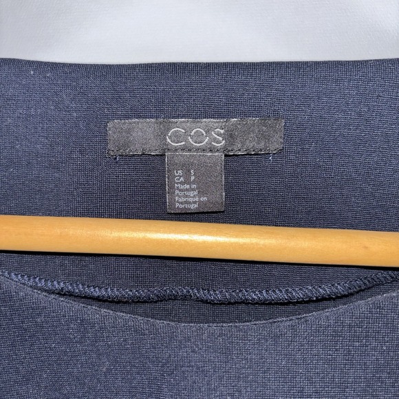 COS Asymmetric Drape Midi Dress Navy Blue Size S - Picture 4 of 9